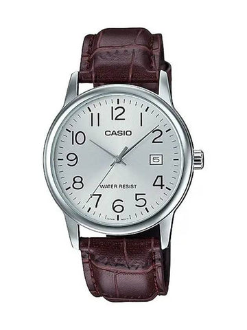 Men's Leather Wrist Watch MTPV002L7B2 - CASIO - BALAAN 1