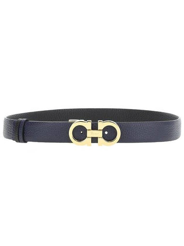 Reversible Gancini Leather Belt Black Navy - SALVATORE FERRAGAMO - BALAAN 1