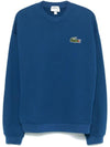 Loose Fit Badge Accent Fleece Sweatshirt Blue - LACOSTE - BALAAN 1