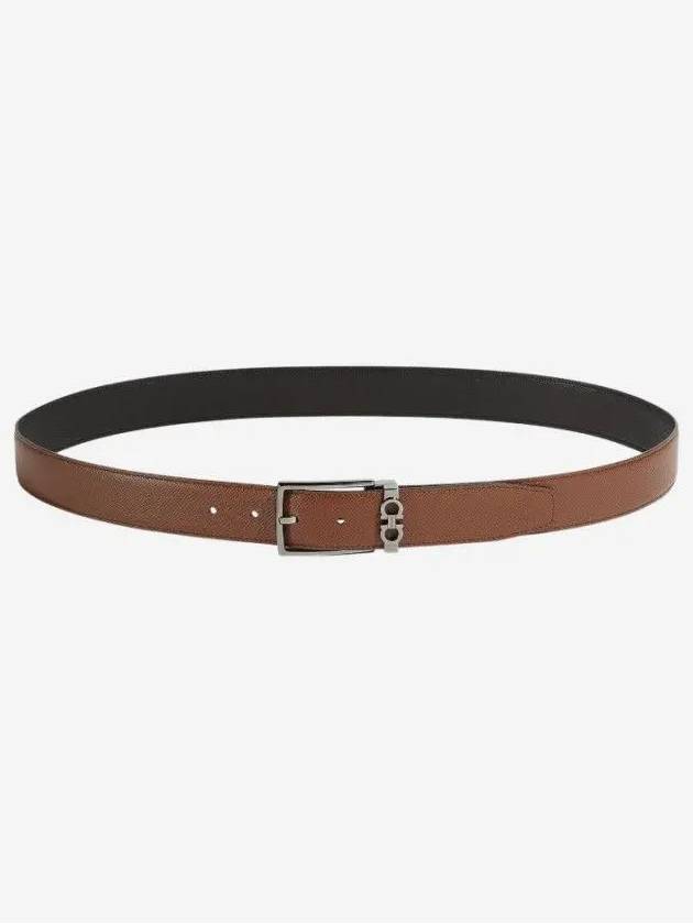 Gancini Reversible Adjustable Leather Belt Radica Black - SALVATORE FERRAGAMO - BALAAN 3