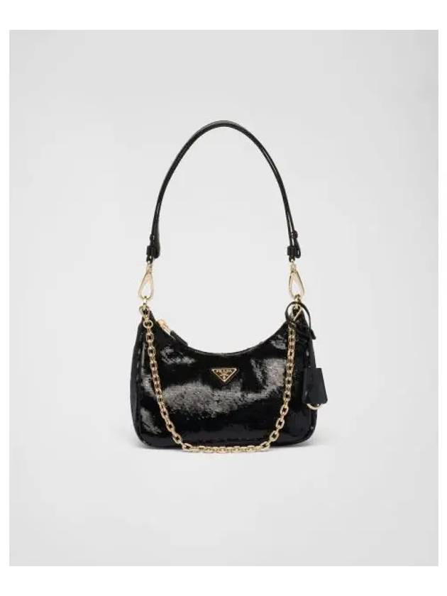 Re-Edition Re-Nylon and Sequin Mini Bag Black - PRADA - BALAAN 2