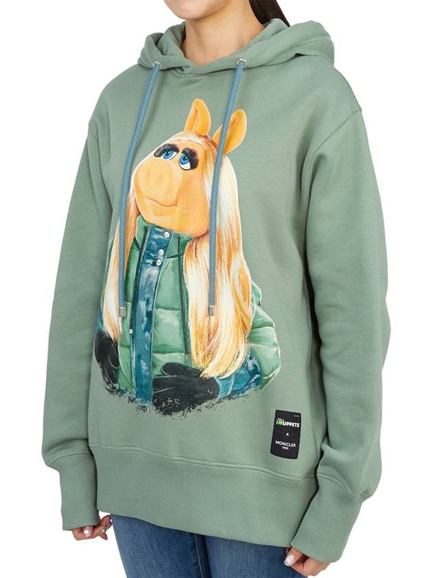 Genius Women's Motif Hooded Top Light Green - MONCLER - BALAAN.