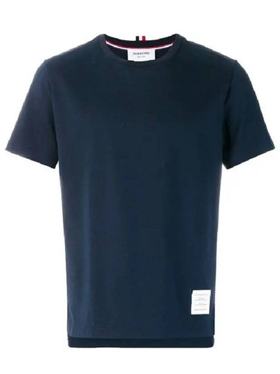 Men's Side Slit Relaxed Short Sleeve T-Shirt Navy - THOM BROWNE - BALAAN 2