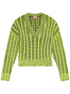 M-Oxia Two-Tone Cotton Chunky Knit Top Green - DIESEL - BALAAN 1