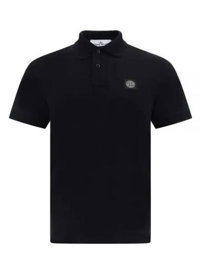 Pique Stretch Cotton Short Sleeve Polo Shirt Black - STONE ISLAND - BALAAN 2