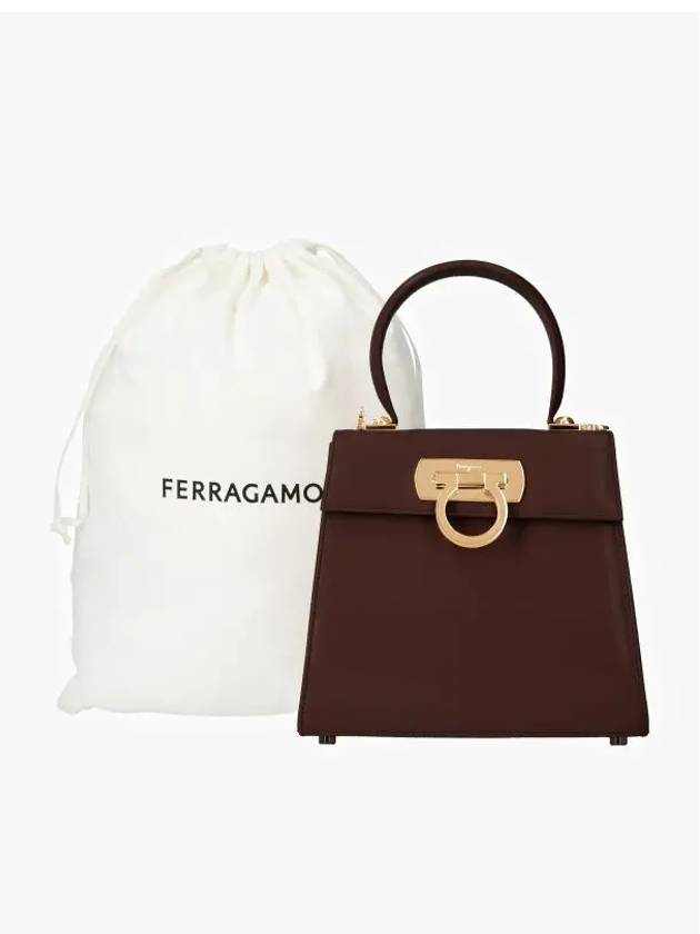 Iconic Top Handle Small Tote Bag Cocoa - SALVATORE FERRAGAMO - BALAAN 4