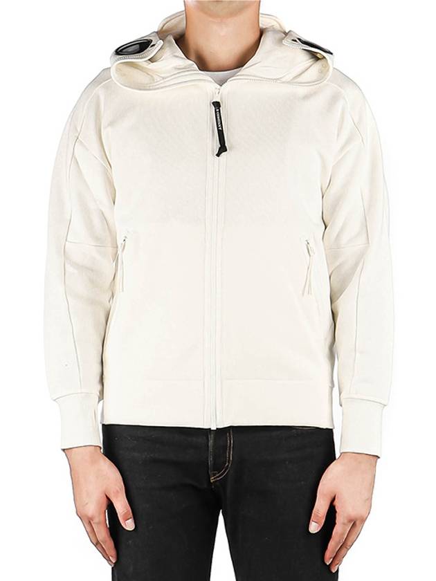 Goggle Detail Fleece Hood Zip-up White - CP COMPANY - BALAAN.