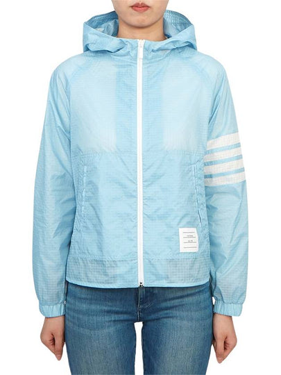 4 Bar Ripstop Polyamide Windbreaker Light Blue - THOM BROWNE - BALAAN 2