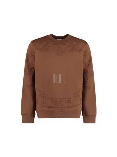 Embroidered Logo Cotton Sweatshirt Dark Birch Brown - BURBERRY - BALAAN 2