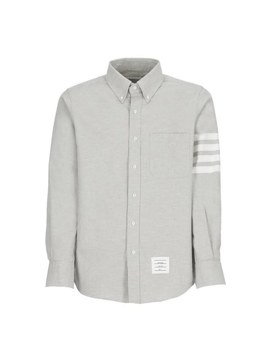 Men's Diagonal Solid Flannel Long Sleeve Shirt Grey - THOM BROWNE - BALAAN 1