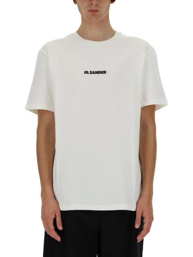 Logo Print Crew Neck Short Sleeve T-shirt Porcelain - JIL SANDER - BALAAN 2