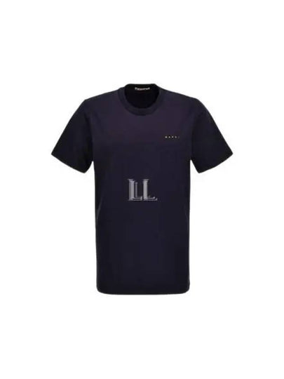 Logo Cotton Short Sleeve T-Shirt Midnight Blue - MARNI - BALAAN 2