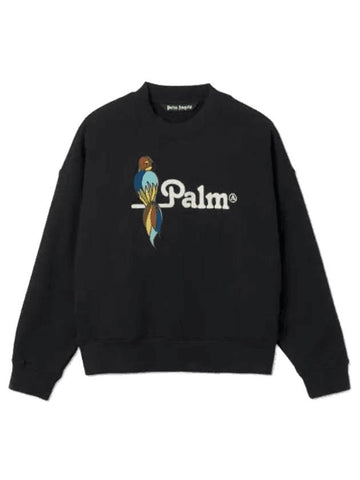 Parrot Cotton Sweatshirt Black - PALM ANGELS - BALAAN 1