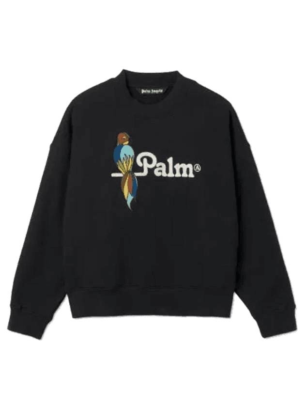 Parrot Cotton Sweatshirt Black - PALM ANGELS - BALAAN 1