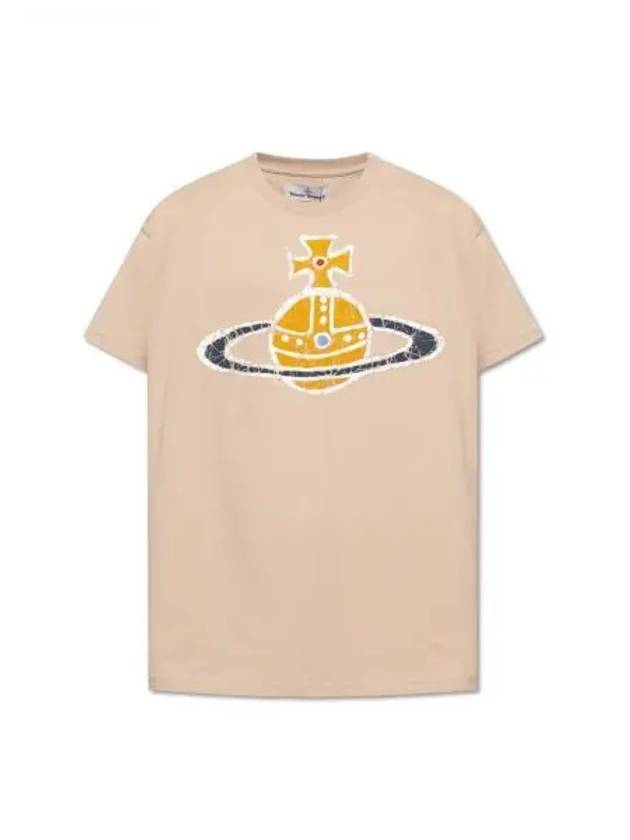 Women's Print Logo Short Sleeve T-Shirt Beige - VIVIENNE WESTWOOD - BALAAN 2