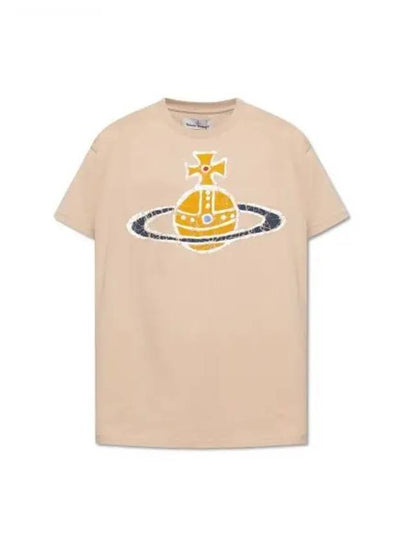 Women's Print Logo Short Sleeve T-Shirt Beige - VIVIENNE WESTWOOD - BALAAN 2