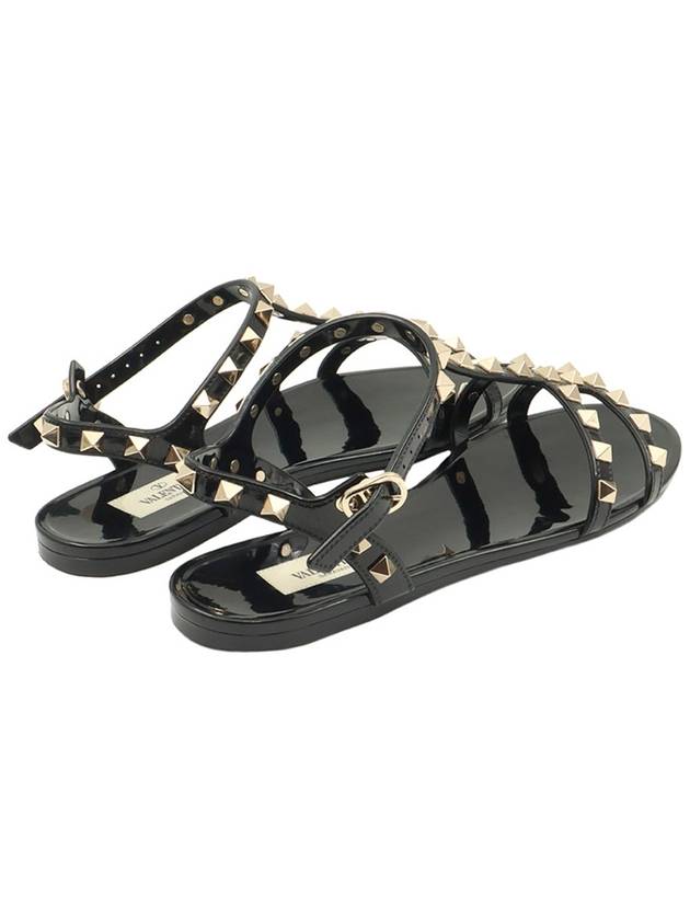 Black rubber gold plated Rockstud flat women s sandals 37 VW2S0H38 - VALENTINO - BALAAN 4