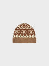 Triomphe Fair Isle Wool Beanie Camel - CELINE - BALAAN 2