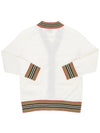 Kids Icon Stripe Trim Wool Cardigan Ivory - BURBERRY - BALAAN 3