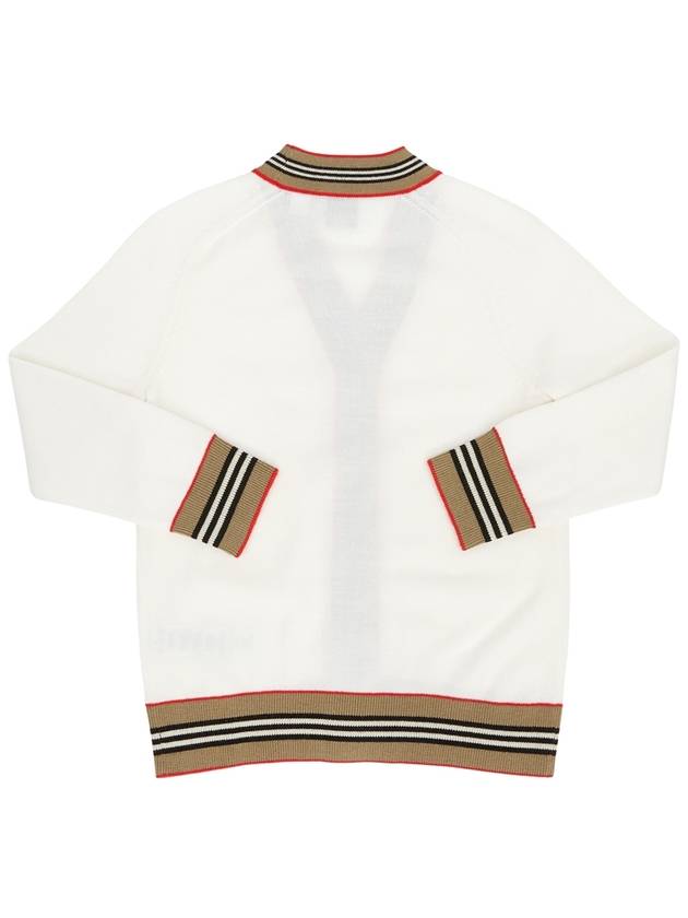 Kids Icon Stripe Trim Wool Cardigan Ivory - BURBERRY - BALAAN 3