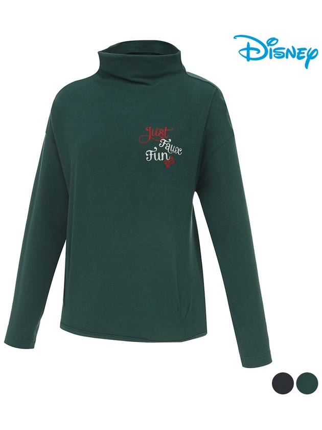 Women s over shoulder pin tuck point long sleeve high neck half t shirt DN3LTS011 - DISNEY GOLF - BALAAN 1