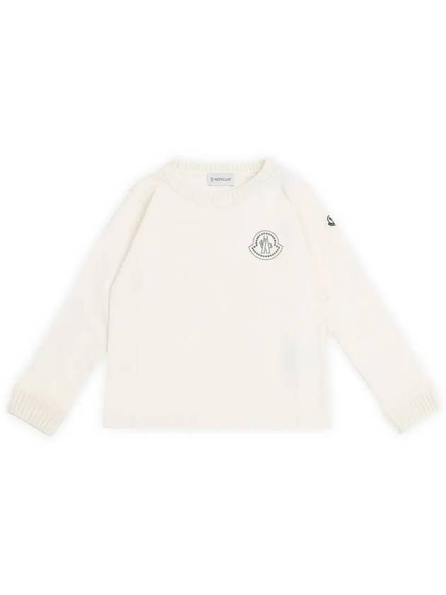 Kids Studded Logo Long Sleeve T Shirt Ivory 8D00005 83907 050 8 10A - MONCLER - BALAAN 2