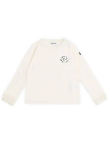 Kids Studded Logo Long Sleeve T Shirt Ivory 8D00005 83907 050 8 10A - MONCLER - BALAAN 1