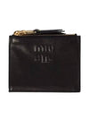 Logo Detail Napa Leather Half Wallet Black - MIU MIU - BALAAN 2