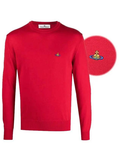 Men's ORB Embroidered Logo Wool Knit Top Red - VIVIENNE WESTWOOD - BALAAN 2