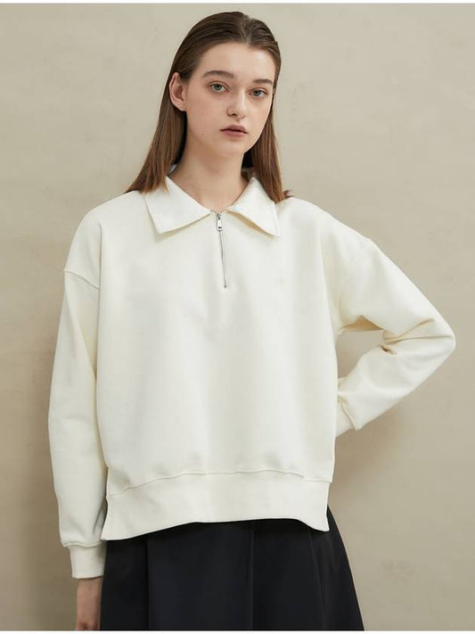 Soft collar sweatshirt Ivory - MANAVIS7 - BALAAN 1
