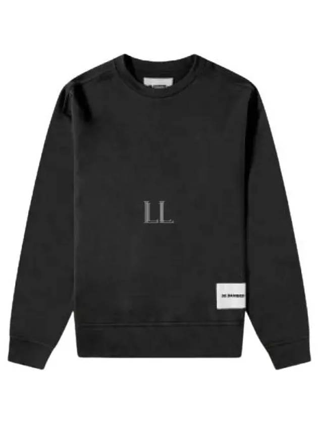 Logo Patch Crew Neck Cotton Sweatshirt Black - JIL SANDER - BALAAN 2