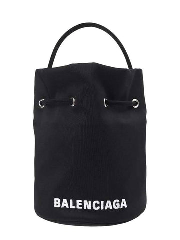 Wheel Drawstring XS Bucket Bag Black White - BALENCIAGA - BALAAN 1