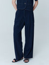 Puff sleeve cropped jacket_two tuck wide pants set_Navy - OPENING SUNSHINE - BALAAN 6