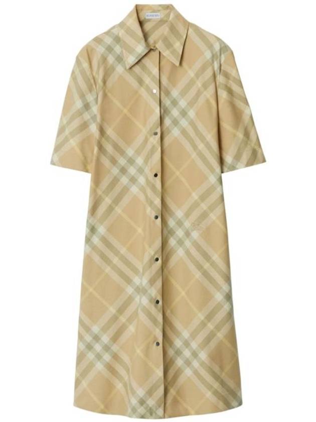 Check Cotton Midi Dress Beige - BURBERRY - BALAAN 1