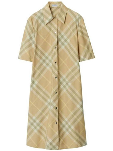 Check Cotton Midi Dress Beige - BURBERRY - BALAAN 1