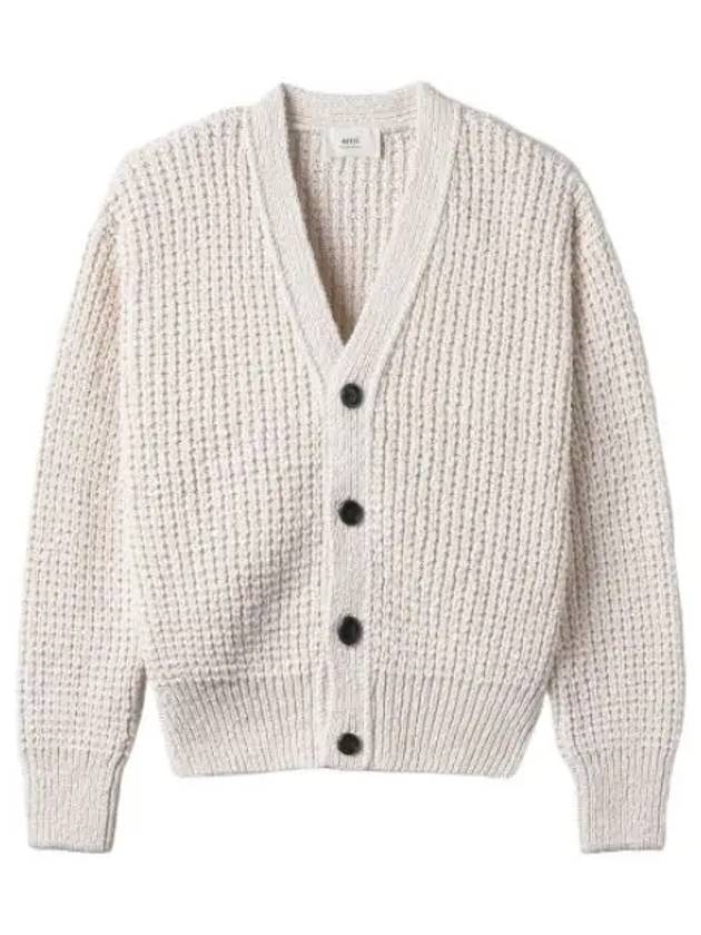 Waffle knit cardigan natural white - AMI - BALAAN 1