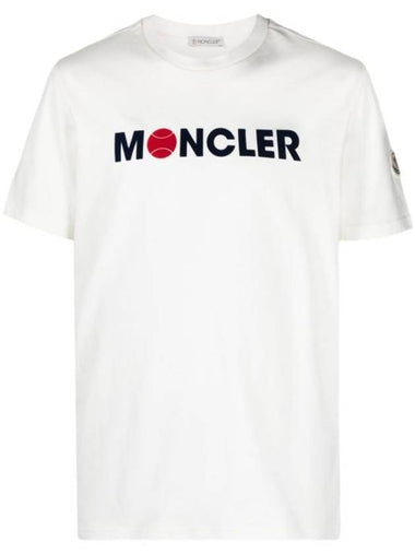 Flocked Logo Cotton Short Sleeve T-Shirt White - MONCLER - BALAAN 1