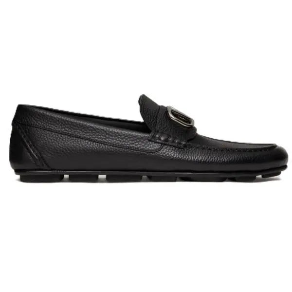 V Logo Driving Shoes Black - VALENTINO - BALAAN 2