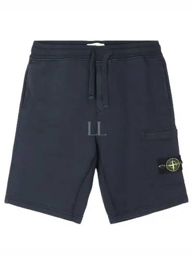 Cotton Fleece Cargo Bermuda Shorts Navy - STONE ISLAND - BALAAN 2