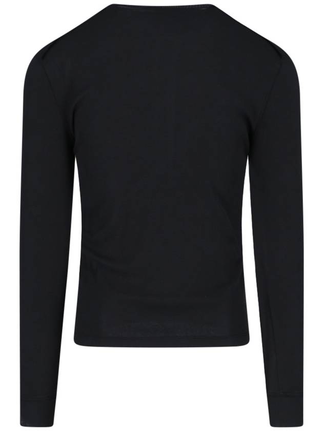 Henry Ribbed Long Sleeve T-Shirt Black - TOM FORD - BALAAN 3