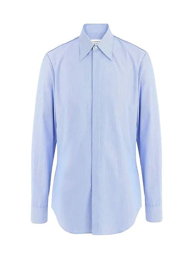 Back Stitch Striped Cotton Long Sleeve Shirt Blue - MAISON MARGIELA - BALAAN 1