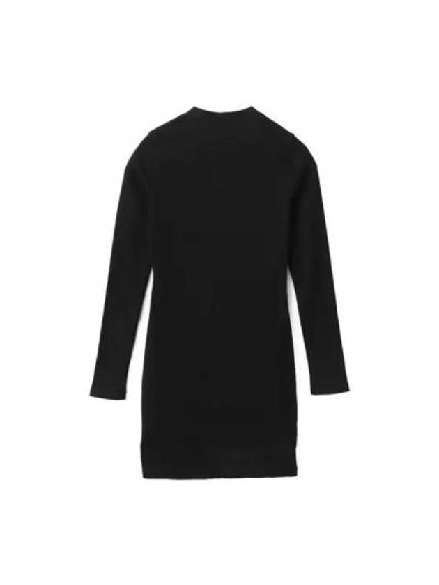 Women's Half Zip Long-Sleeve Knit Short Dress Black - NIKE - BALAAN 4