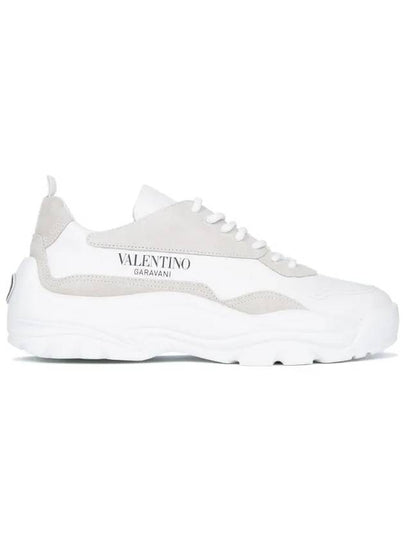 Gum Boy Leather Suede Low Top Sneakers White - VALENTINO - BALAAN 2