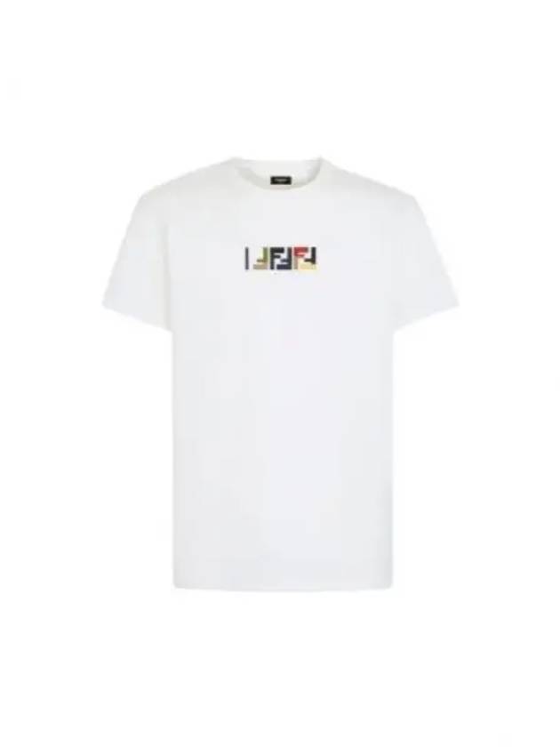 Embroidered Logo Short Sleeve T-Shirt White - FENDI - BALAAN 2