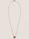 Mini Pop H Pendant Necklace Gold Rouge Grenat - HERMES - BALAAN 5