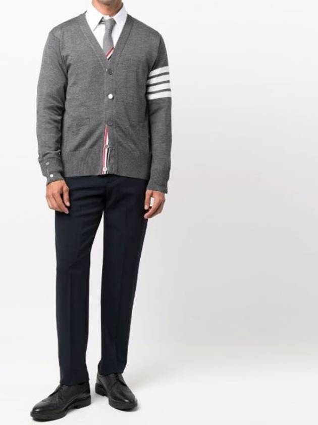 Men's Sustainable Classic Diagonal Wool Cardigan Medium Grey - THOM BROWNE - BALAAN 4