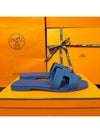 Women's Oran Sandals Calfskin Blue Navy - HERMES - BALAAN 4