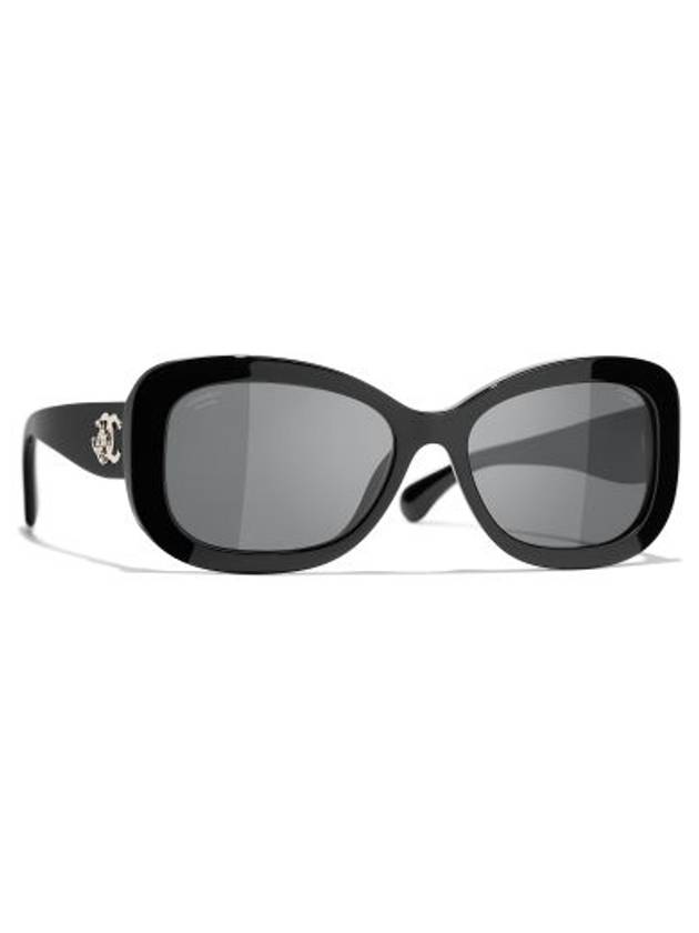 Logo Rectangle Framed Sunglasses Black - CHANEL - BALAAN 8