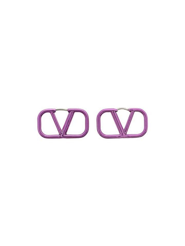 V Logo Signature Earrings Purple - VALENTINO - BALAAN 1