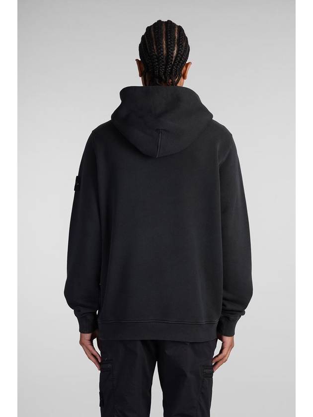 Old Effect Cotton Diagonal Fleece Hoodie Black - STONE ISLAND - BALAAN 4